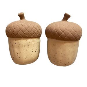 NEW Acorn Decor Ceramic Sandstone Acorn Table Figurines Set Of 2 NWT